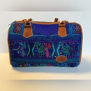 Women’s Vibrant Handcrafted Leather and Embroidered Shoulder Bag - Guatemalan